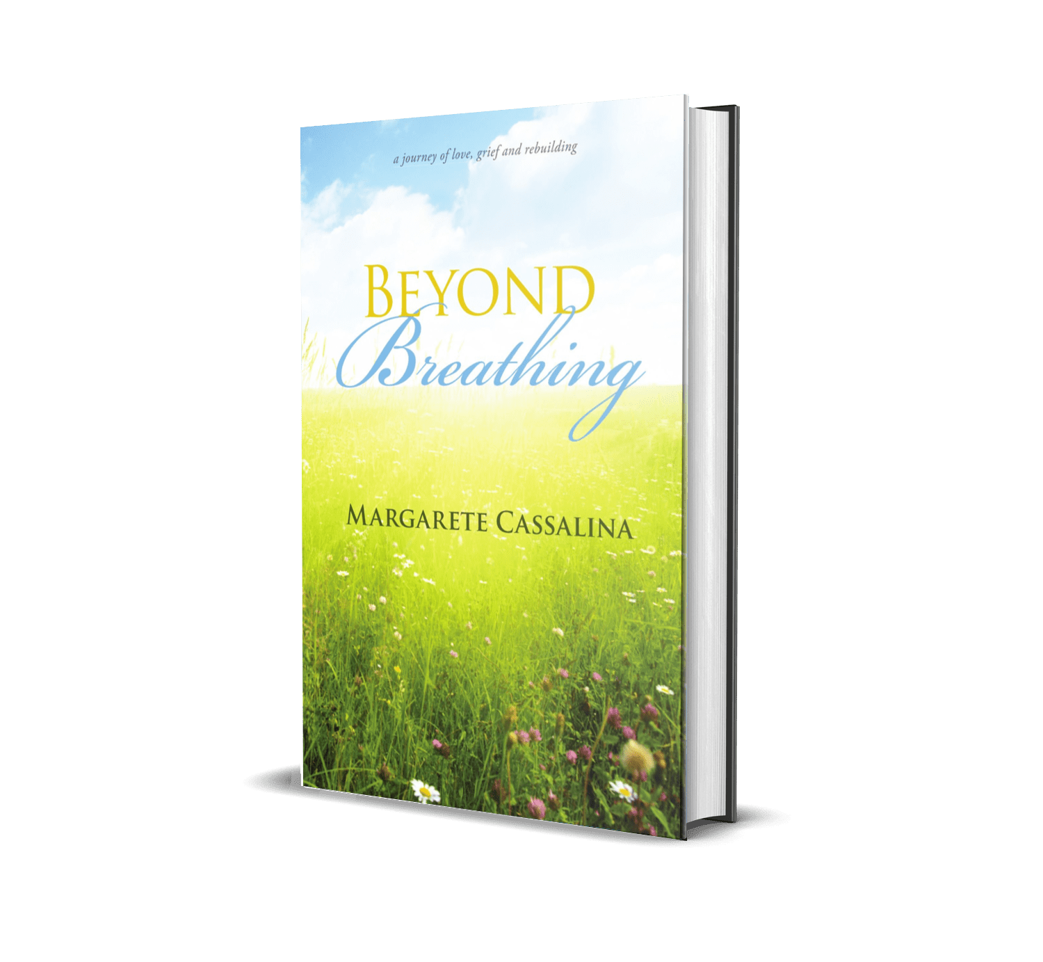 Beyond Breathing book cover shows light shining down on a sunny field